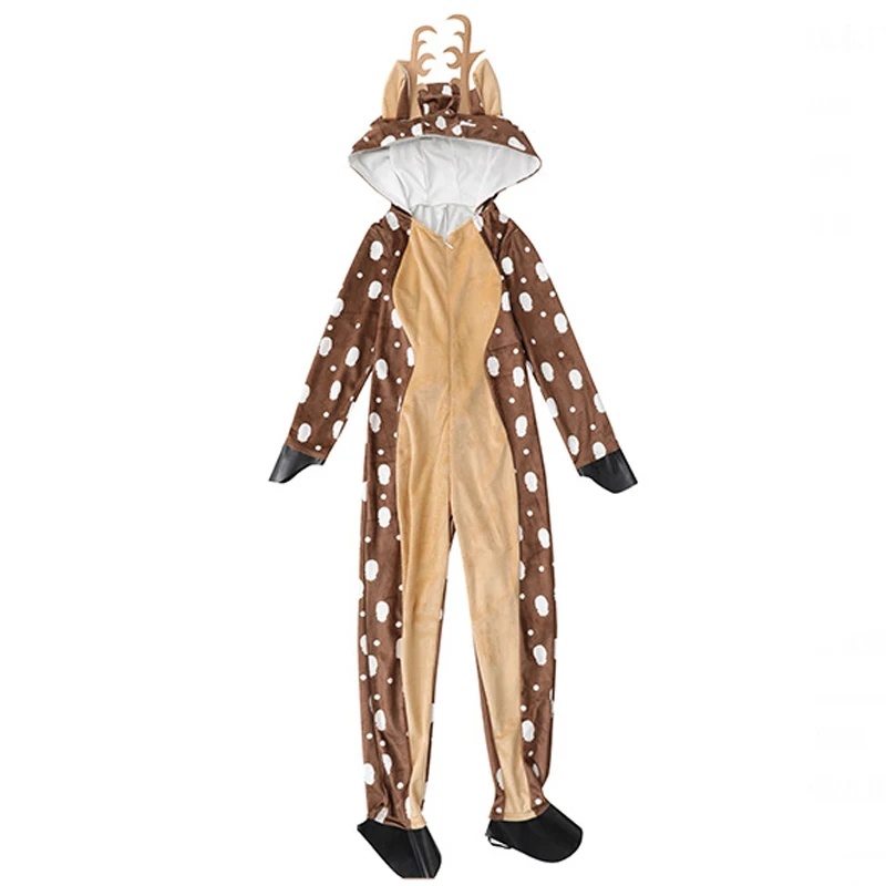 Adult Reindeer Hooded Cosplay Jumpsuit Carnival Party Outfits Animal Costume